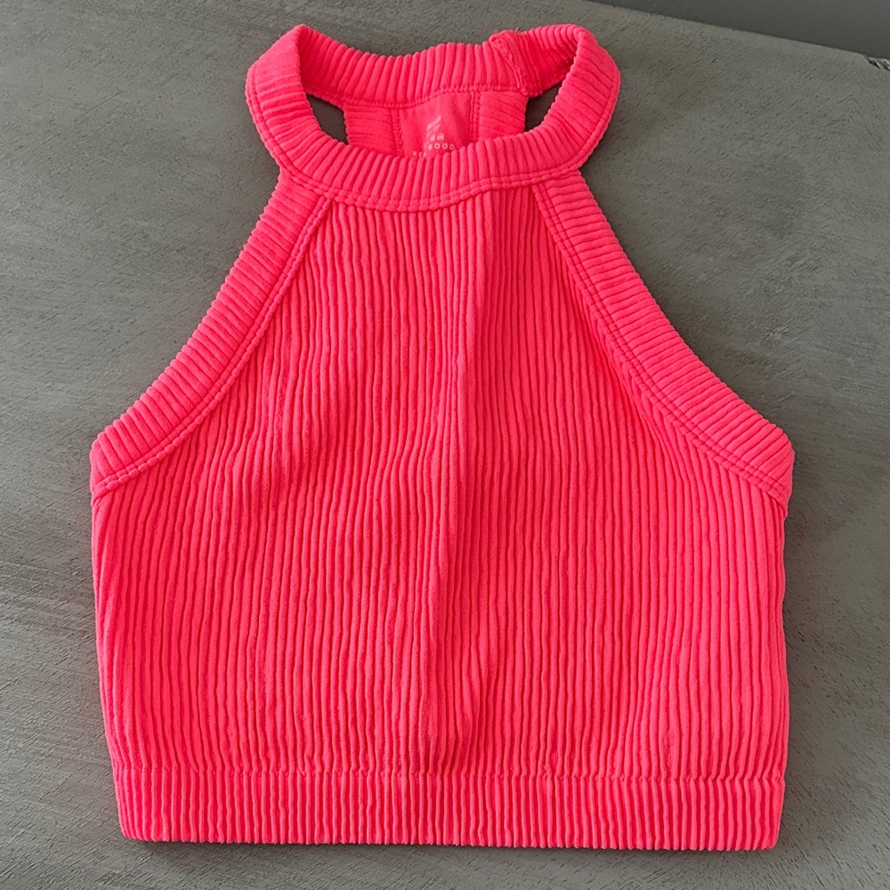 Aerie Bright Pink Ribbed Bra Top